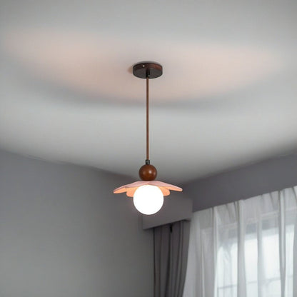 Contemporary Scandinavian Floral Orb Resin 1-Light Pendant Light For Bedroom