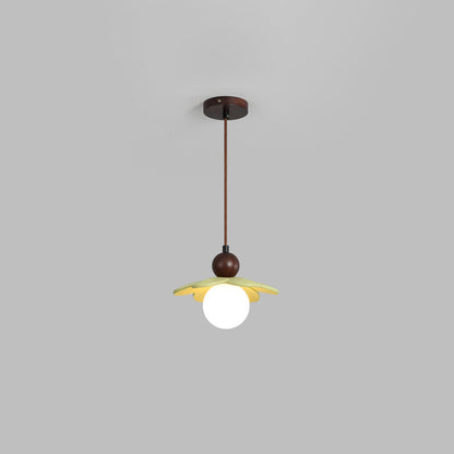 Contemporary Scandinavian Floral Orb Resin 1-Light Pendant Light For Bedroom