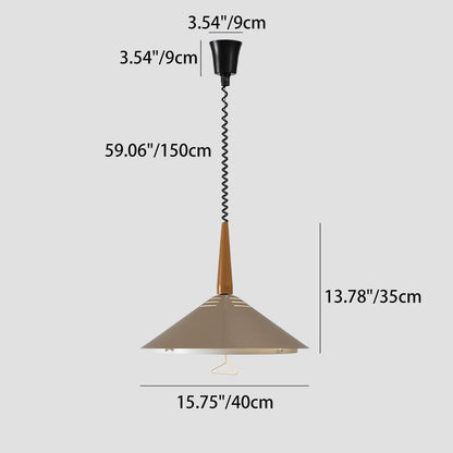 Contemporary Scandinavian Liftable Cone Round Iron 2-Light Pendant Light For Dining Room