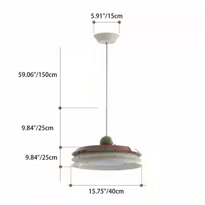 Contemporary Scandinavian Cream Round Iron Acrylic LED Pendant Light For Dining Room