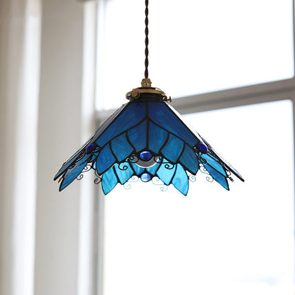 Contemporary Creative Angel Wings Cone Glass Copper 1-Light Pendant Light For Living Room