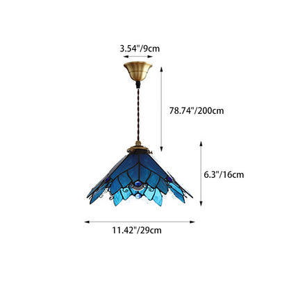 Contemporary Creative Angel Wings Cone Glass Copper 1-Light Pendant Light For Living Room
