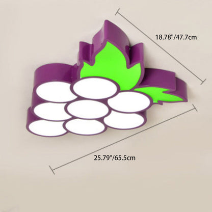 Contemporary Creative Cartoon Kids Fruit Shape Hardware Acrylic LED Flush Mount Ceiling Light For Bedroom