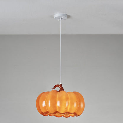 Contemporary Creative Pumpkin Shape Hardware Resin 1-Light Pendant Light For Dining Room