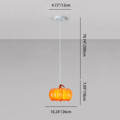 Contemporary Creative Pumpkin Shape Hardware Resin 1-Light Pendant Light For Dining Room