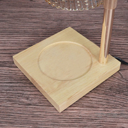Modern Minimalist Round Cone Trapezoid Iron Wood Glass 1-Light Melting Wax Table Lamp For Bedroom