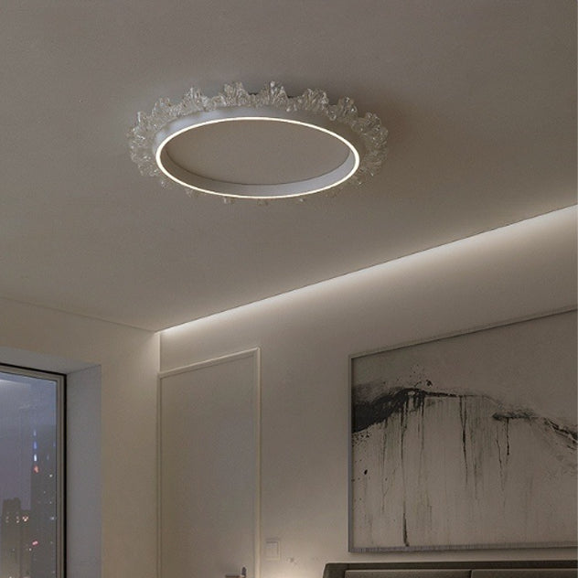 Contemporary Scandinavian Round Dome Aluminum Iron Acrylic LED Flush Mount Ceiling Light For Bedroom