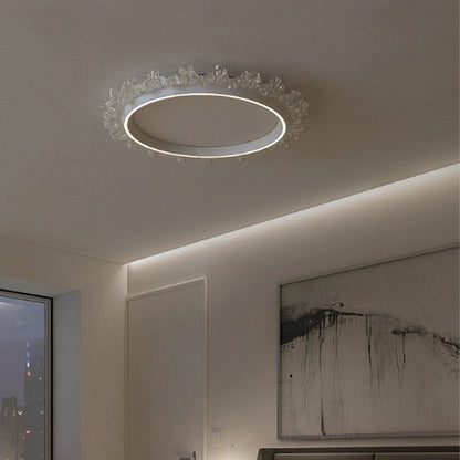 Contemporary Scandinavian Round Dome Aluminum Iron Acrylic LED Flush Mount Ceiling Light For Bedroom
