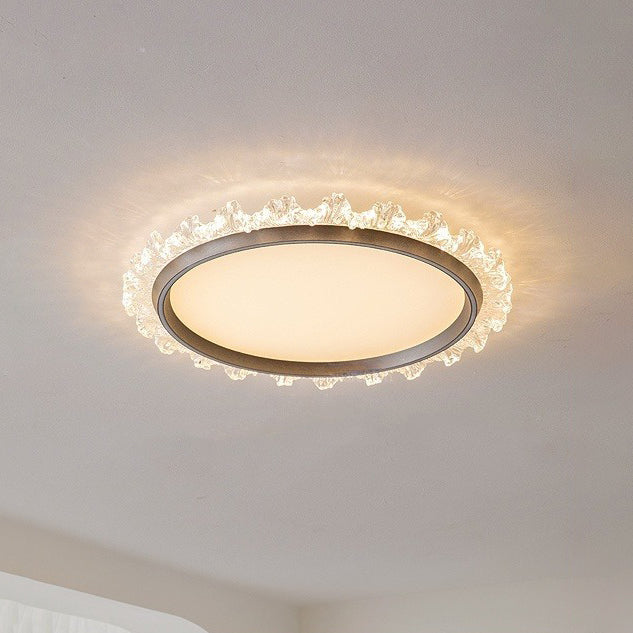 Contemporary Scandinavian Round Dome Aluminum Iron Acrylic LED Flush Mount Ceiling Light For Bedroom