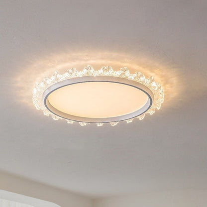 Contemporary Scandinavian Round Dome Aluminum Iron Acrylic LED Flush Mount Ceiling Light For Bedroom