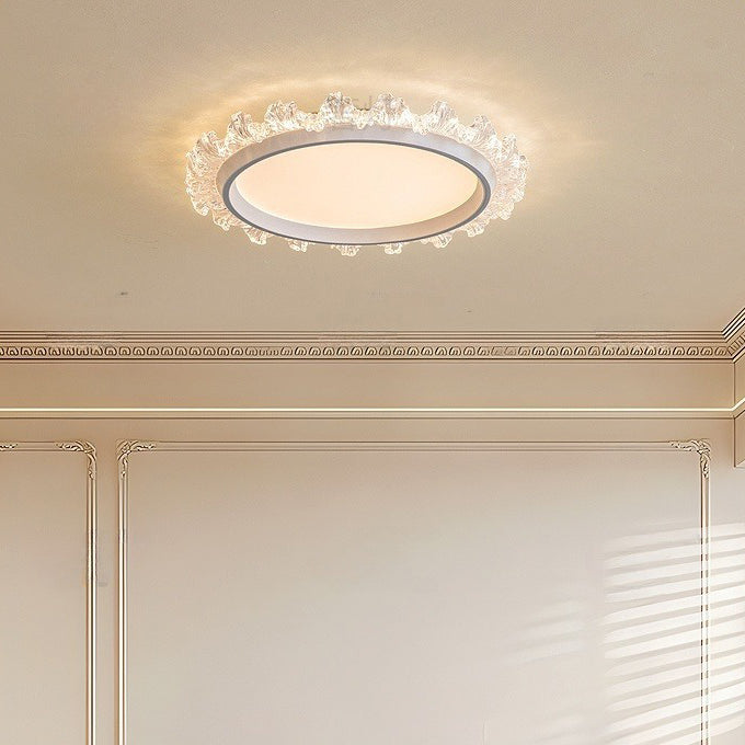 Contemporary Scandinavian Round Dome Aluminum Iron Acrylic LED Flush Mount Ceiling Light For Bedroom
