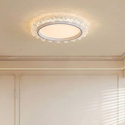 Contemporary Scandinavian Round Dome Aluminum Iron Acrylic LED Flush Mount Ceiling Light For Bedroom