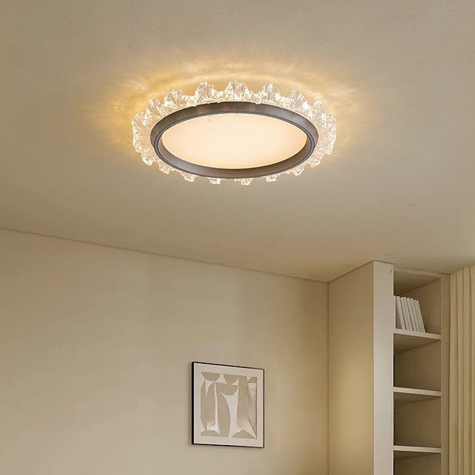 Contemporary Scandinavian Round Dome Aluminum Iron Acrylic LED Flush Mount Ceiling Light For Bedroom