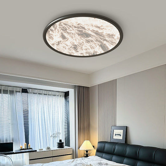Modern Minimalist Moon Round Dome Aluminum Iron Acrylic LED Flush Mount Ceiling Light For Bedroom