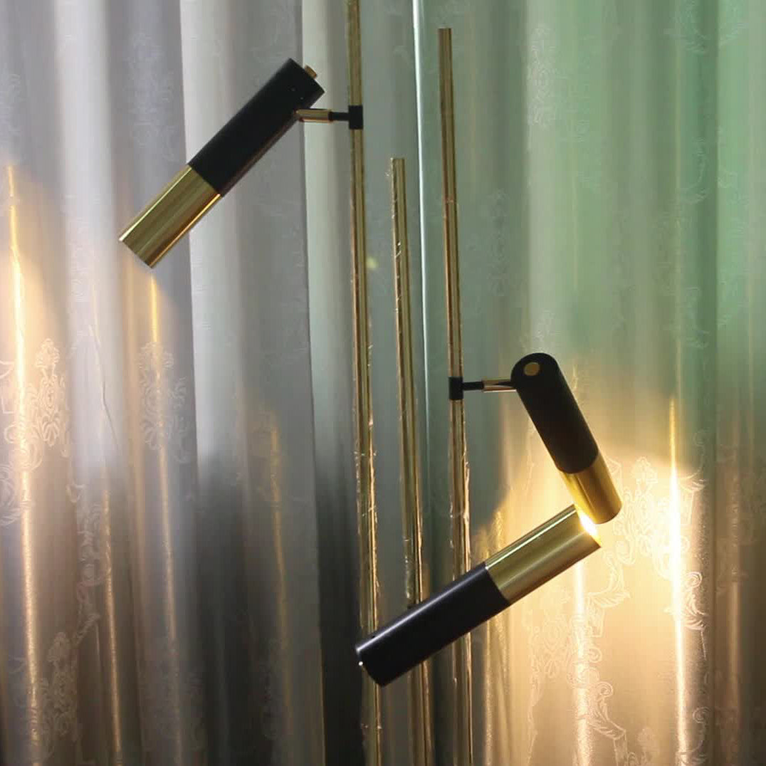 Modern Minimalist Linear Cylinder Hardware Aluminum 3-Light Spotlight Standing Floor Lamp For Living Room