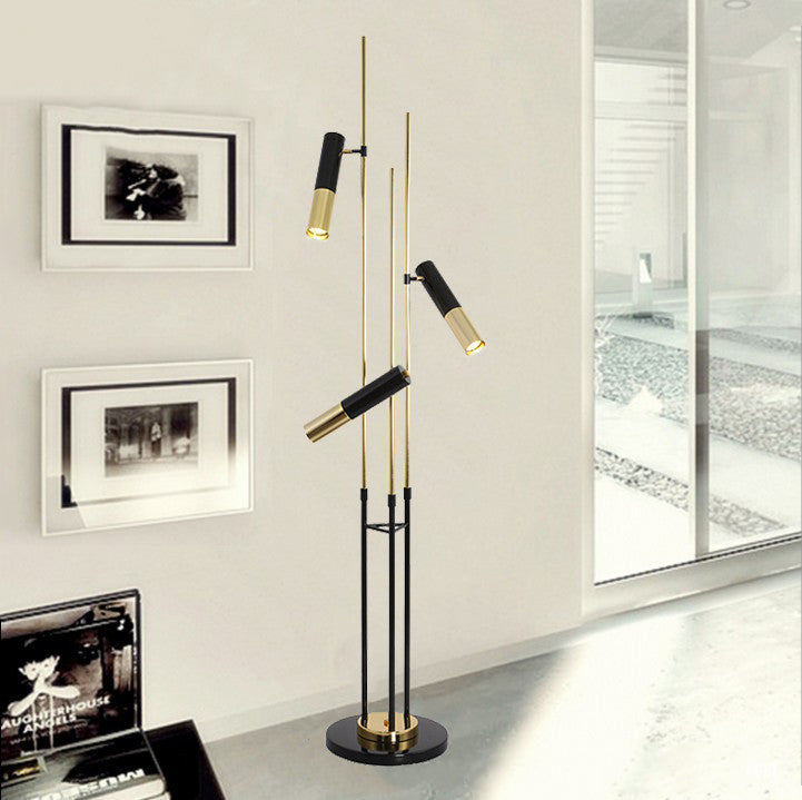 Modern Minimalist Linear Cylinder Hardware Aluminum 3-Light Spotlight Standing Floor Lamp For Living Room