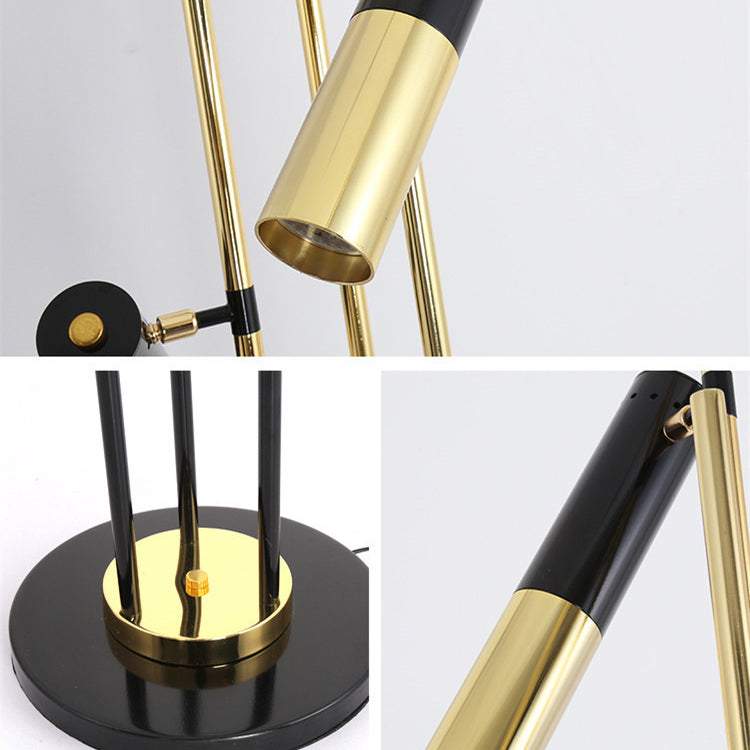 Modern Minimalist Linear Cylinder Hardware Aluminum 3-Light Spotlight Standing Floor Lamp For Living Room