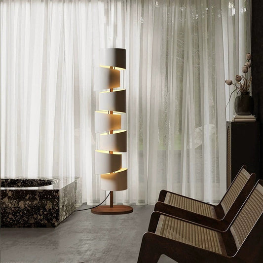 Contemporary Scandinavian Round Staggered Cylinder Iron 7-Light Standing Floor Lamp For Living Room