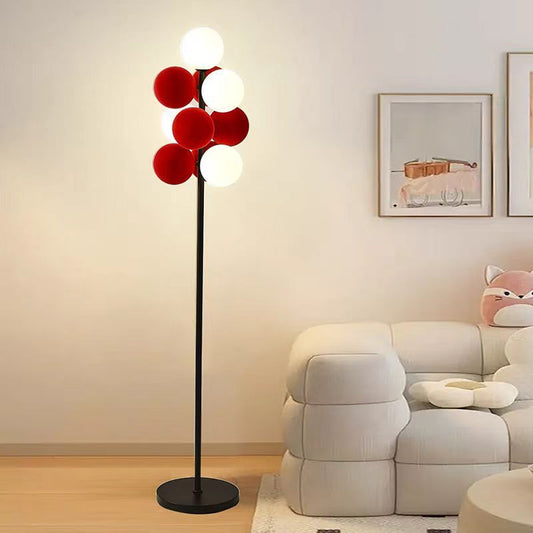 Contemporary Nordic Colorful Romantic Round Orb Iron PC 9-Light Standing Floor Lamp For Living Room