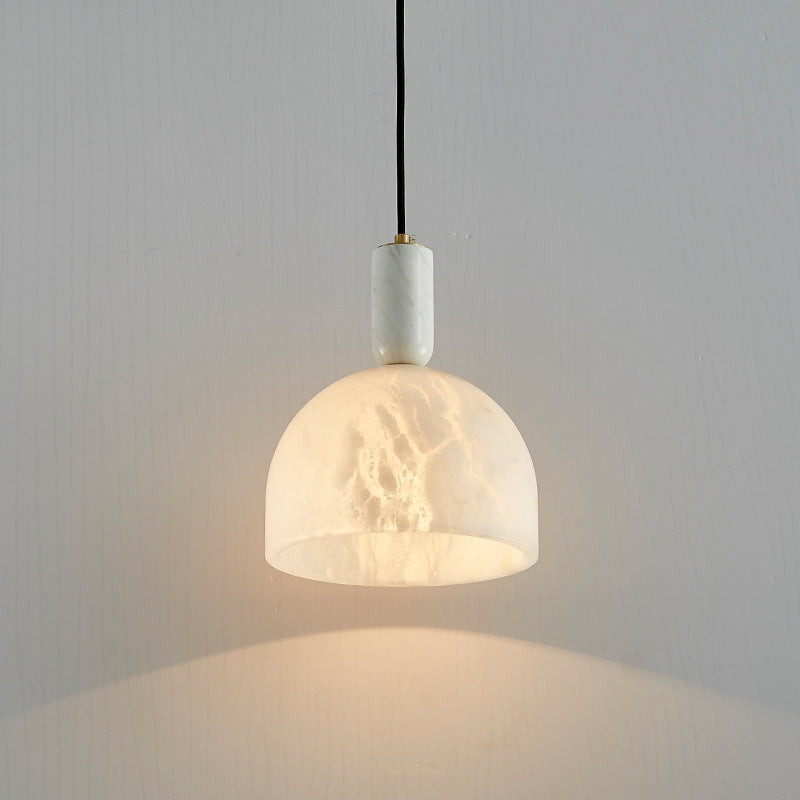Modern Mid-Century Round Semi-circle Oval Copper Marble 1-Light Pendant Light For Bedroom
