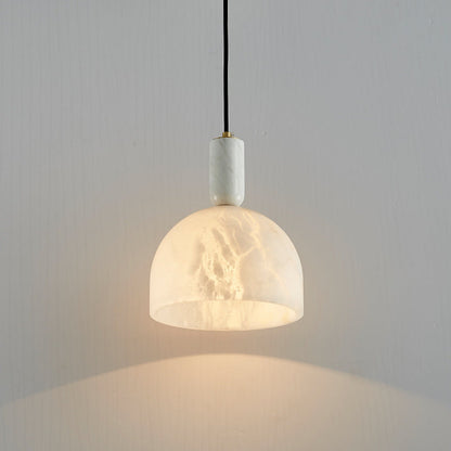 Modern Mid-Century Round Semi-circle Oval Copper Marble 1-Light Pendant Light For Bedroom