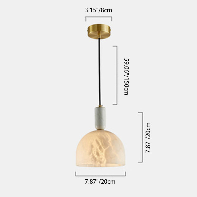 Modern Mid-Century Round Semi-circle Oval Copper Marble 1-Light Pendant Light For Bedroom