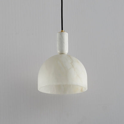 Modern Mid-Century Round Semi-circle Oval Copper Marble 1-Light Pendant Light For Bedroom