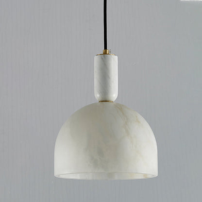 Modern Mid-Century Round Semi-circle Oval Copper Marble 1-Light Pendant Light For Bedroom