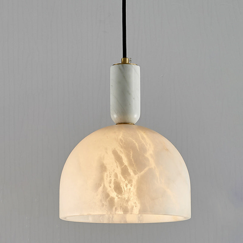 Modern Mid-Century Round Semi-circle Oval Copper Marble 1-Light Pendant Light For Bedroom