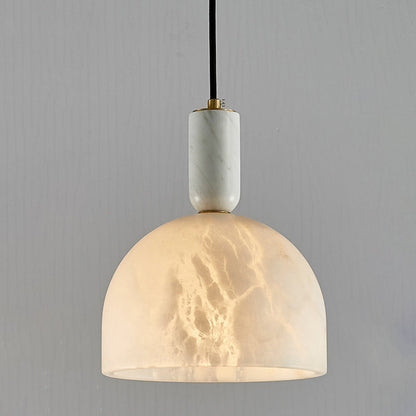 Modern Mid-Century Round Semi-circle Oval Copper Marble 1-Light Pendant Light For Bedroom