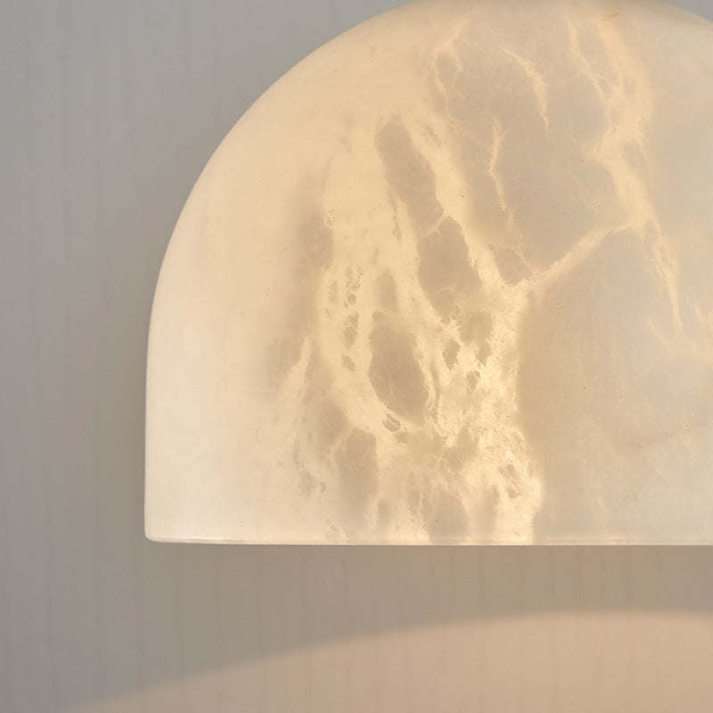 Modern Mid-Century Round Semi-circle Oval Copper Marble 1-Light Pendant Light For Bedroom