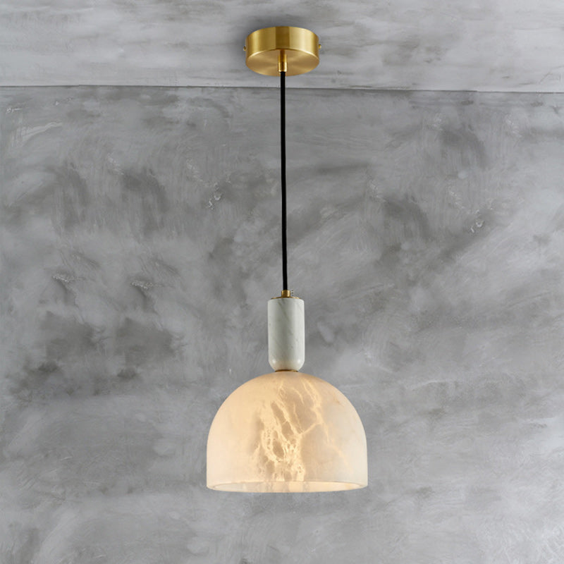 Modern Mid-Century Round Semi-circle Oval Copper Marble 1-Light Pendant Light For Bedroom