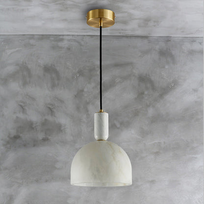 Modern Mid-Century Round Semi-circle Oval Copper Marble 1-Light Pendant Light For Bedroom