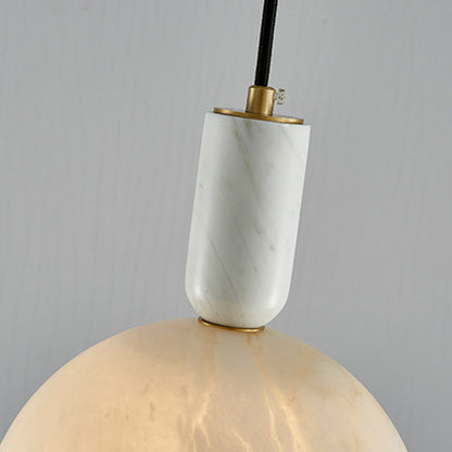 Modern Mid-Century Round Semi-circle Oval Copper Marble 1-Light Pendant Light For Bedroom