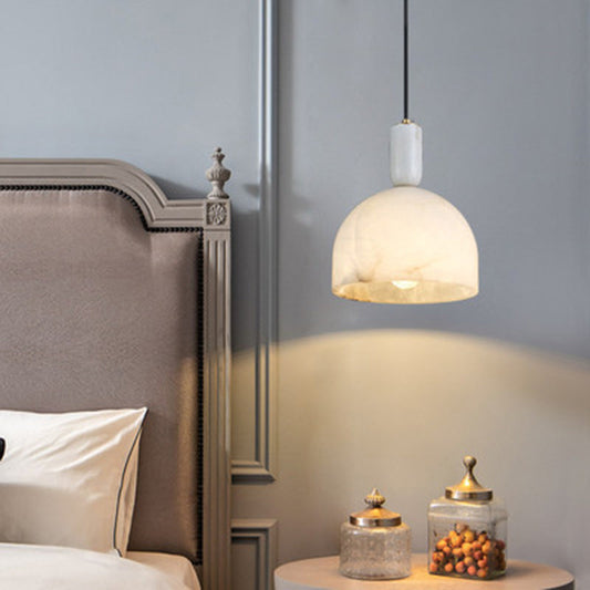 Modern Mid-Century Round Semi-circle Oval Copper Marble 1-Light Pendant Light For Bedroom