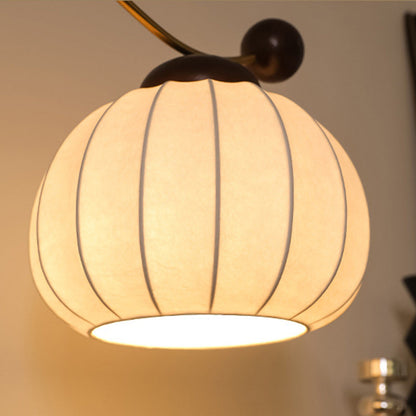 Traditional Vintage Round Oval Ash Wood Silk Aluminum 1-Light Table Lamp For Bedroom
