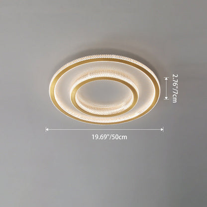 Modern Luxury Round Square Rectangle Copper Acrylic LED Flush Mount Ceiling Light For Bedroom