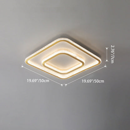 Modern Luxury Round Square Rectangle Copper Acrylic LED Flush Mount Ceiling Light For Bedroom