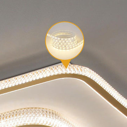 Modern Luxury Round Square Rectangle Copper Acrylic LED Flush Mount Ceiling Light For Bedroom