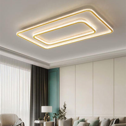 Modern Luxury Round Square Rectangle Copper Acrylic LED Flush Mount Ceiling Light For Bedroom