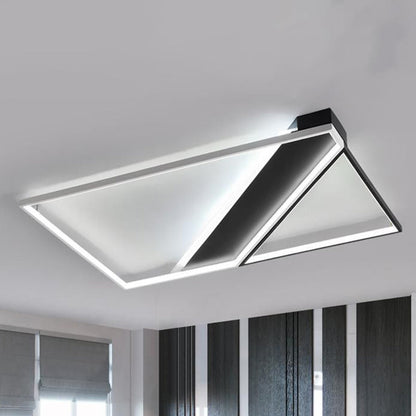 Modern Minimalist Square Rectangle Iron Acrylic LED Flush Mount Ceiling Light For Bedroom