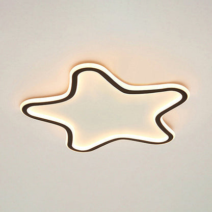 Contemporary Creative Kids Star Shape Silicone Aluminum Iron LED Flush Mount Ceiling Light For Bedroom