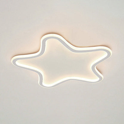 Contemporary Creative Kids Star Shape Silicone Aluminum Iron LED Flush Mount Ceiling Light For Bedroom