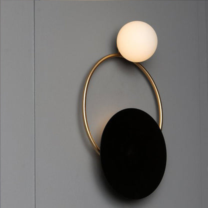 Modern Mid-Century Round Circle Ring Hardware Glass 2-Light Wall Sconce Lamp For Bedroom