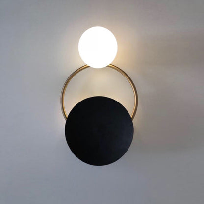 Modern Mid-Century Round Circle Ring Hardware Glass 2-Light Wall Sconce Lamp For Bedroom