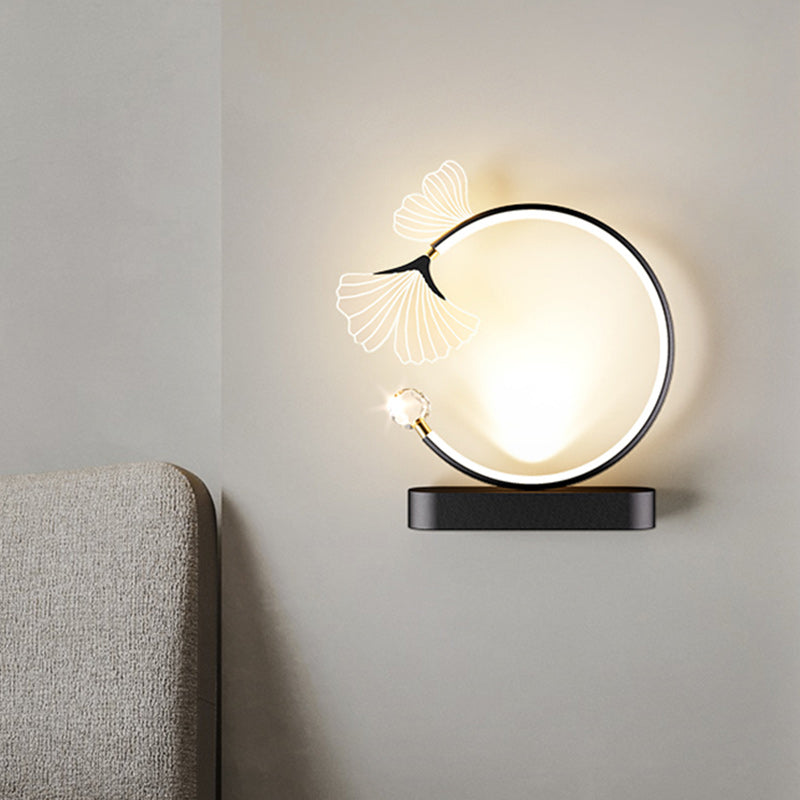 Contemporary Creative Round Flower Iron Aluminum Acrylic LED Wall Sconce Lamp For Bedroom