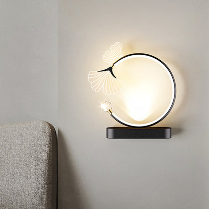 Contemporary Creative Round Flower Iron Aluminum Acrylic LED Wall Sconce Lamp For Bedroom