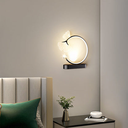 Contemporary Creative Round Flower Iron Aluminum Acrylic LED Wall Sconce Lamp For Bedroom