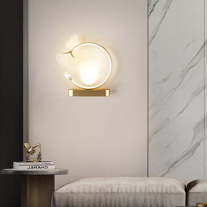 Contemporary Creative Round Flower Iron Aluminum Acrylic LED Wall Sconce Lamp For Bedroom