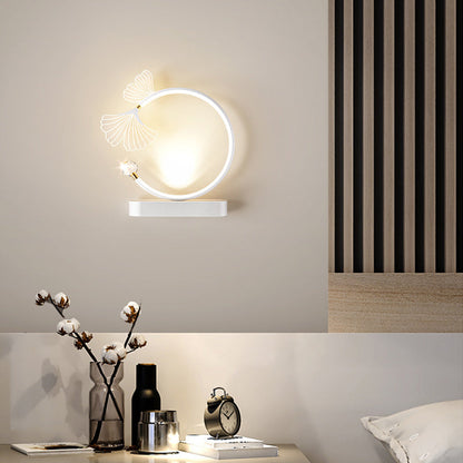 Contemporary Creative Round Flower Iron Aluminum Acrylic LED Wall Sconce Lamp For Bedroom